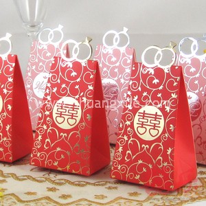 Red Happiness Diamond Ring Wedding Candy Box (25pcs)